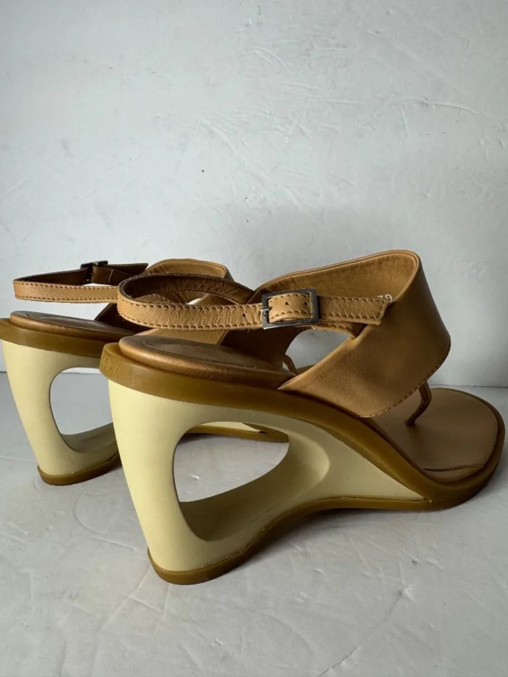 Hogan Sculptural Cutout Architectural Wedge Thong Sandal EU 39 US 9 NIB